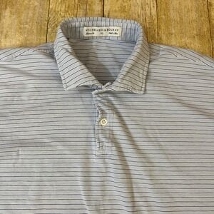 Holderness & Bourne Polo Shirt XL Tailored Fit Blue Gray Striped